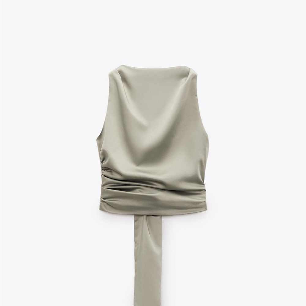 Zara Olive Green Sleeveless Blouse